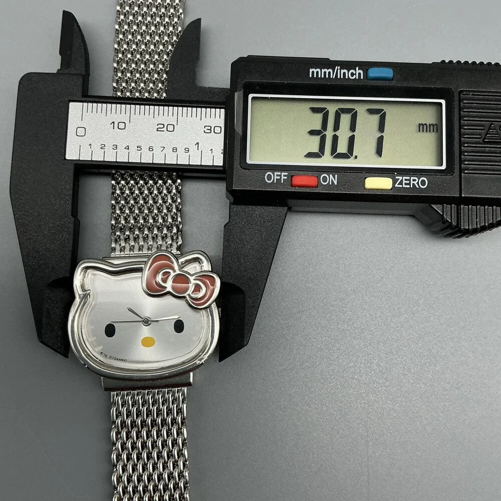 Sanrio Hello Kitty HK685D Womens Watch 31mm Silver Dial Mesh Bow New Battery